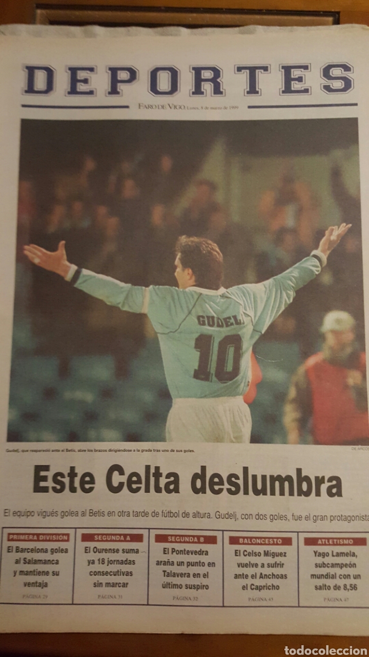 Coleccionismo deportivo: FARO DE VIGO - 8/03/1999 CELTA DE VIGO - REAL B&Eacute;TIS - SUPLEMENTO DEPORTES