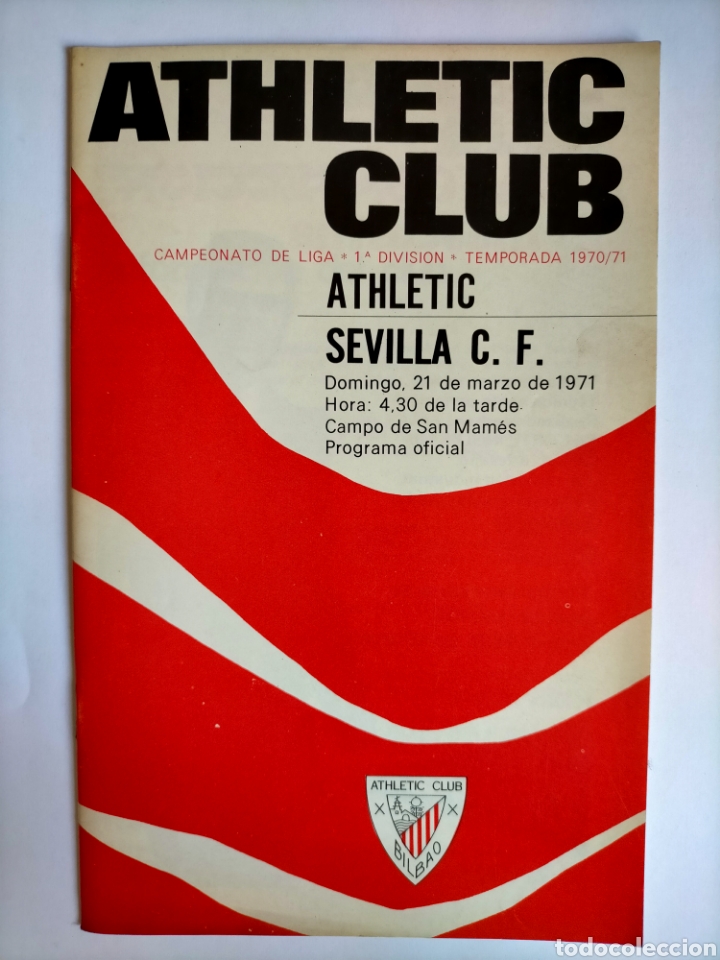 Coleccionismo deportivo: Programa Athletic club - Sevilla C. F. Temporada 1970 - 1971 (20 p&aacute;ginas)