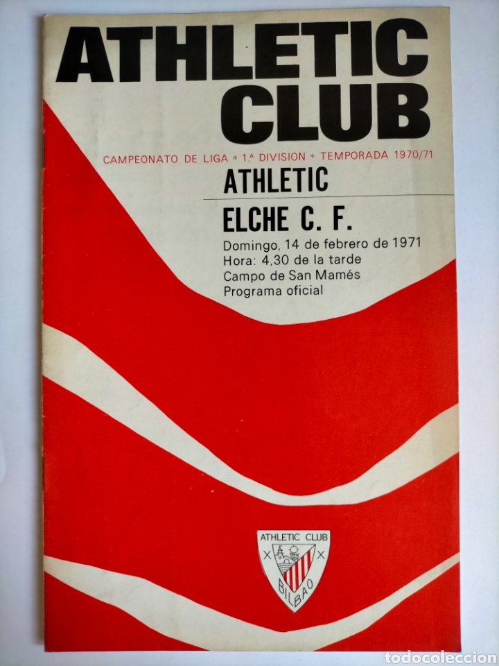 Coleccionismo deportivo: Programa Athletic club - Elche C. F. Temporada 1970 - 1971 (20 p&aacute;ginas)