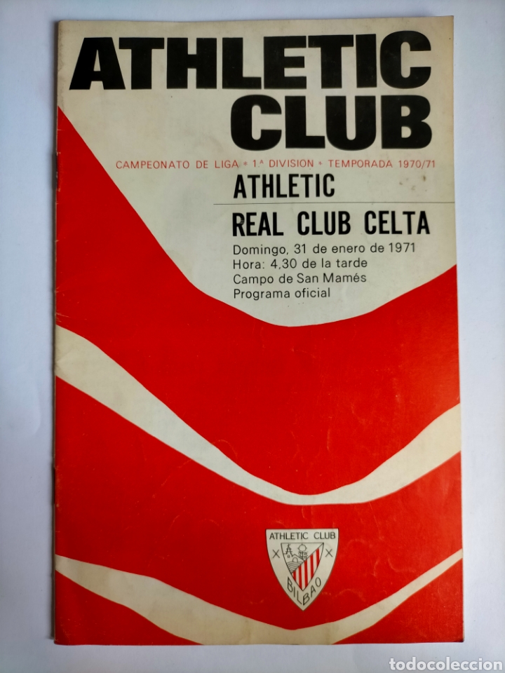 Coleccionismo deportivo: Programa Athletic Club - Real Club Celta Temporada 1970 - 1971