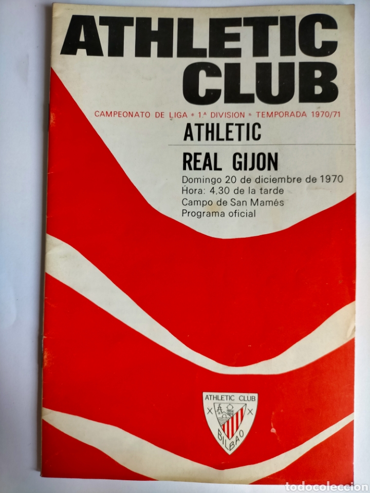 Coleccionismo deportivo: Programa Athletic club - Real Gij&oacute;n / Temporada 1970 - 1971 (20 p&aacute;ginas)