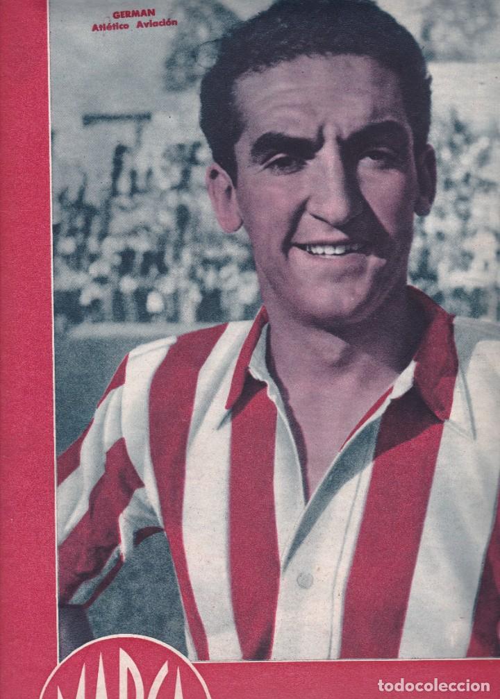 Coleccionismo deportivo: Marca n&ordm; 98 1944 Madrid 4-0 el Atletico aviaci&oacute;n vence al Castell&oacute;n . El Barcelona gana al Granada