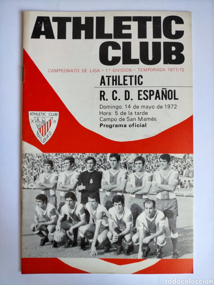Coleccionismo deportivo: Programa Athletic Club - R. C. D. Espa&ntilde;ol Temporada 1971 - 1972