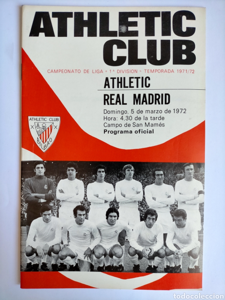 Coleccionismo deportivo: Programa Athletic Club - Real Madrid Temporada 1971 - 1972