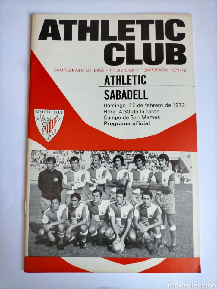 Coleccionismo deportivo: Programa Athletic club - Sabadell Temporada 1971 - 1972