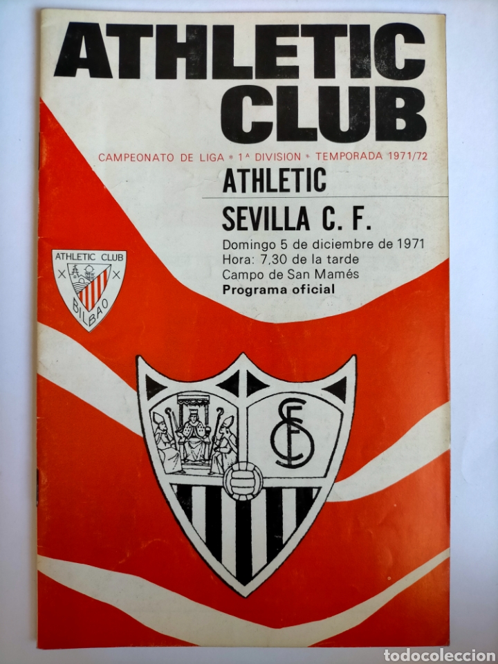 Coleccionismo deportivo: Programa Athletic Club - Sevilla C. F. Temporada 1971 - 1972