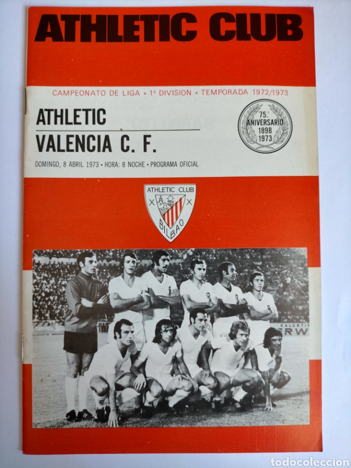 Sports collectibles: Programa Athletic Club - Valencia C. F. Temporada 1972 - 1973