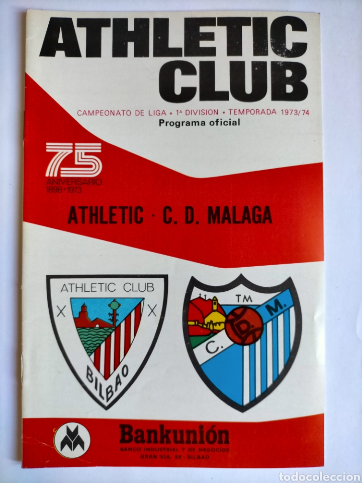 Sports collectibles: Programa Athletic Club - C. D. M&aacute;laga Temporada 1973 - 1974