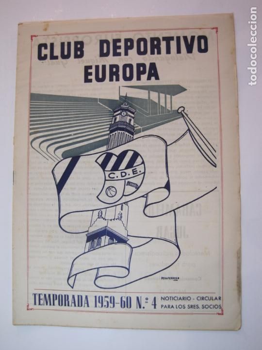 Collezionismo sportivo: CLUB DEPORTIVO EUROPA-BARCELONA (GRACIA)-TEMPORADA 1959 1960-NOTICIARIO N&ordm; 4-VER FOTOS-(K-2586)