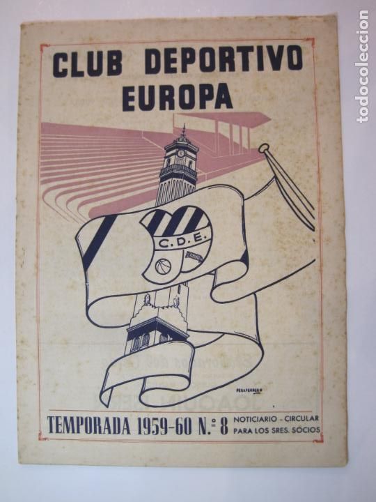 Collezionismo sportivo: CLUB DEPORTIVO EUROPA-BARCELONA (GRACIA)-TEMPORADA 1959 1960-NOTICIARIO N&ordm; 8-VER FOTOS-(K-2590)