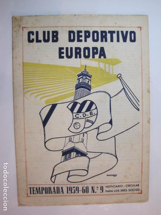 Collezionismo sportivo: CLUB DEPORTIVO EUROPA-BARCELONA (GRACIA)-TEMPORADA 1959 1960-NOTICIARIO N&ordm; 9-VER FOTOS-(K-2591)