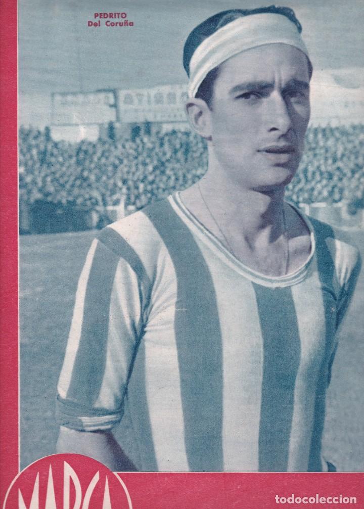 Collezionismo sportivo: Marca n&ordm; 104 Madrid 1944 Pedrito del Coru&ntilde;a portada Castell&oacute;n vence al Gij&oacute;n 4-0 Sabadell Murcia