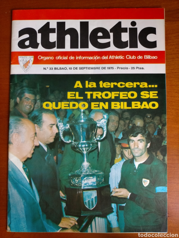 Collectionnisme sportif: N&deg; 33 de la Revista ATHLETIC de 1975. Incluye P&oacute;ster de Rojo I. Athletic Club de Bilbao