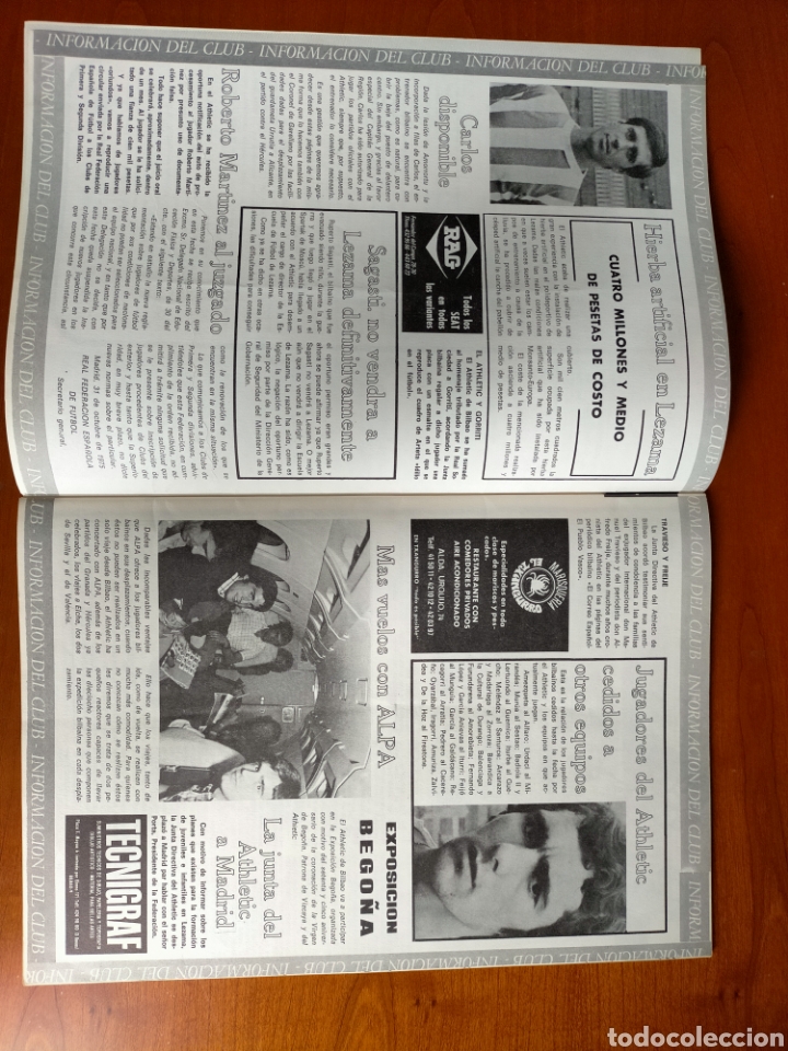 Coleccionismo deportivo: N° 35 de la Revista ATHLETIC de 1975. Incluye Póster de Irureta. Athletic Club de Bilbao - Foto 4 - 272909008