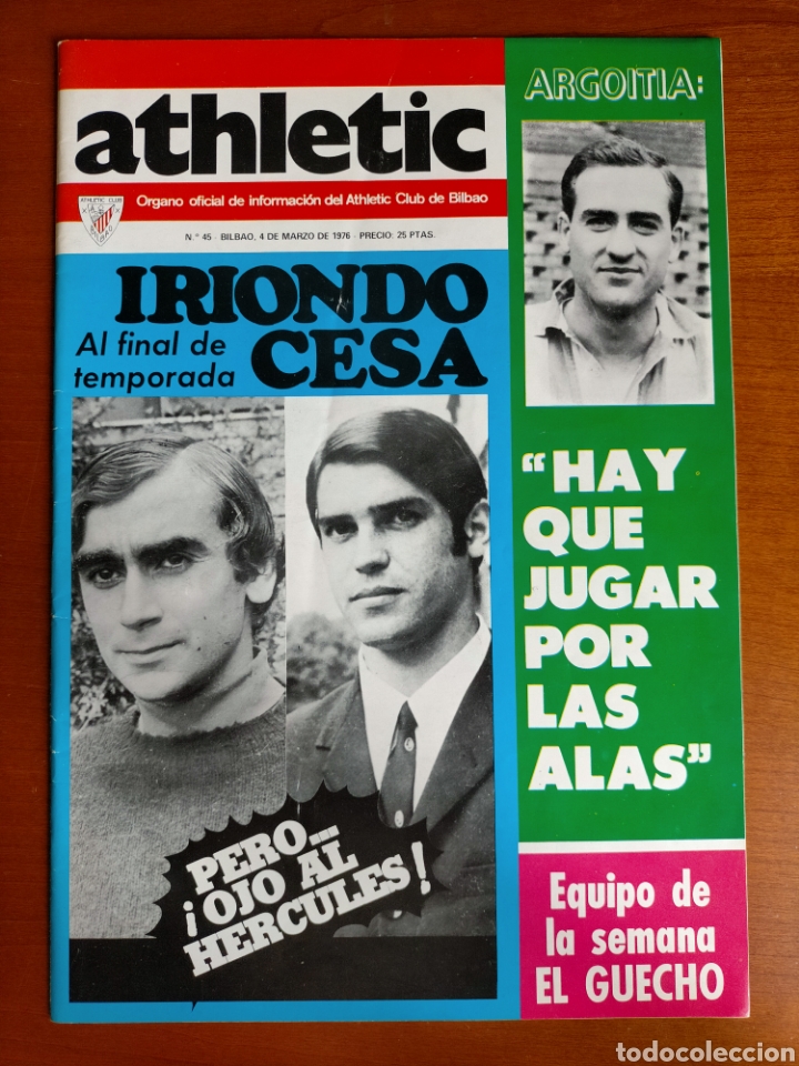 Sports collectibles: N&deg; 45 de la Revista ATHLETIC de 1976. Incluye P&oacute;ster. Athletic Club de Bilbao