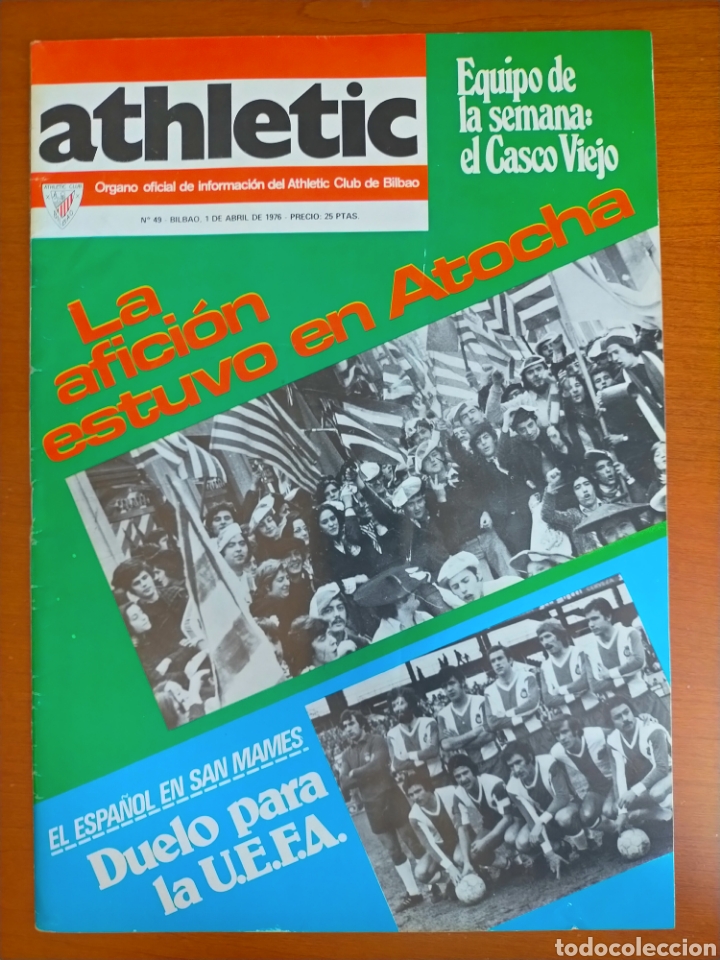 Sports collectibles: N&deg; 49 de la Revista ATHLETIC de 1976. Incluye P&oacute;ster con caricatura de Astrain. Athletic Club de Bil