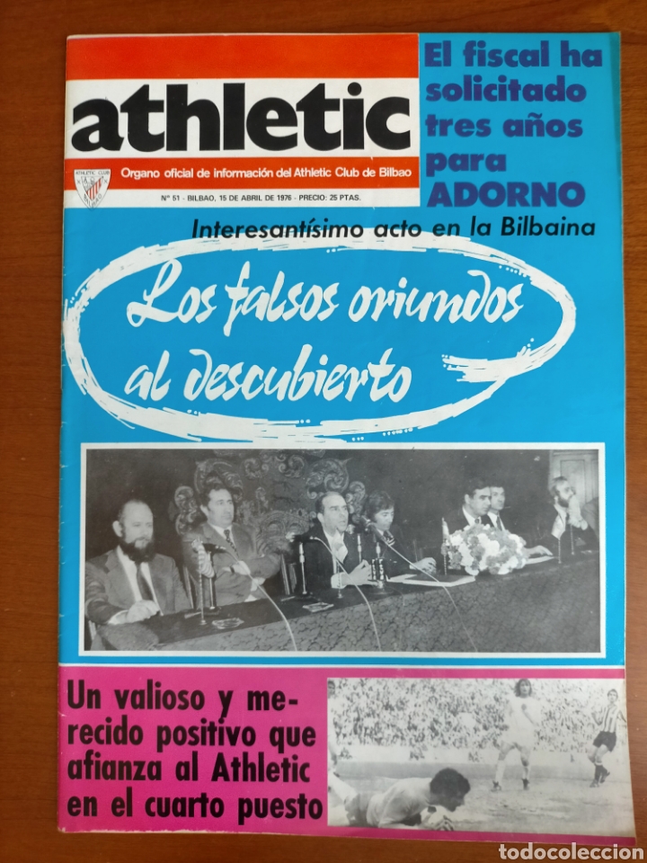 Collectionnisme sportif: N&deg; 51 de la Revista ATHLETIC de 1976. Incluye P&oacute;ster con caricatura de Bertol. Athletic Club de Bilb