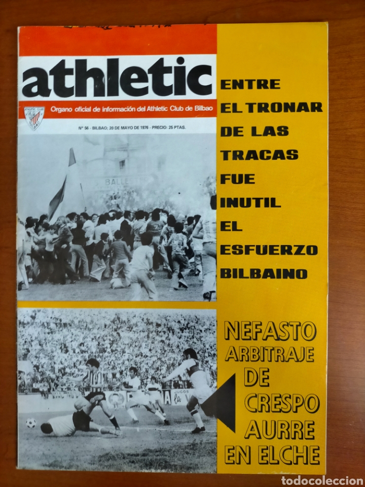 Collectionnisme sportif: N&deg; 56 de la Revista ATHLETIC de 1976. Incluye P&oacute;ster con caricatura de Orue. Athletic Club de Bilbao