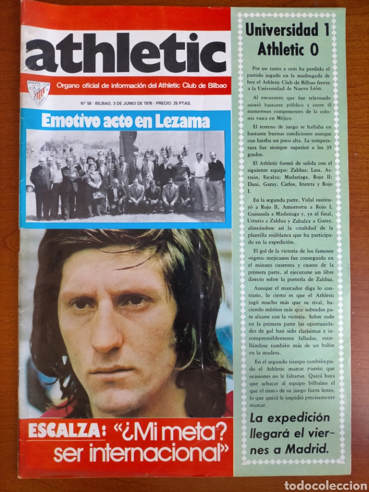 Sammelleidenschaft Sport: N&deg; 58 de la Revista ATHLETIC de 1976. Incluye P&oacute;ster con caricatura de Carmelo. Athletic Club de Bil