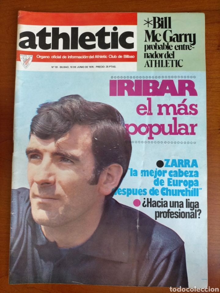 Sports collectibles: N&deg; 59 de la Revista ATHLETIC de 1976 Iribar. Incluye P&oacute;ster de Germ&aacute;n Echevarr&iacute;a. Athletic Club Bilb