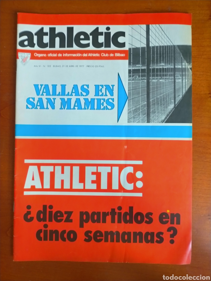 Sports collectibles: N&deg; 103 Revista ATHLETIC de 1977. Athletic Club de Bilbao