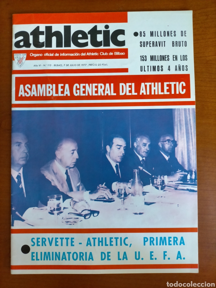 Sports collectibles: N&deg; 113 Revista ATHLETIC de 1977. Asamblea General del Athletic. Athletic club de Bilbao