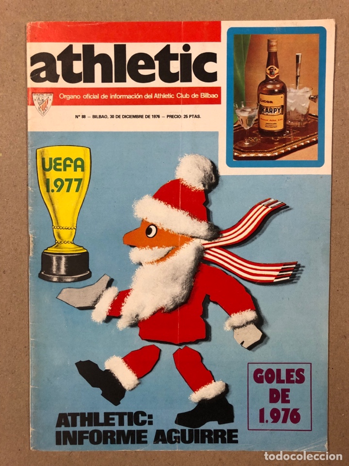 Coleccionismo deportivo: ATHLETIC CLUB BILBAO N&deg; 88 (1976). REVISTA OFICIAL. POSTER PLANTILLA 76/77, TODOS LOS GOLES DE 1976,