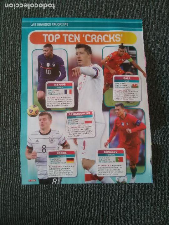 Coleccionismo deportivo: MBAPPE FRANCIA BALE GALES CRISTIANO RONALDO PORTUGAL KROOS ALEMANIA LEWANDOWSKI 1 P&Aacute;G REVISTA JUG&Oacute;N
