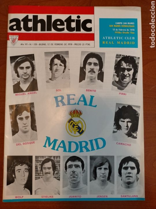 Collectionnisme sportif: N&deg; 138 de la Revista ATHLETIC de 1978. Athletic Club de Bilbao - Real Madrid
