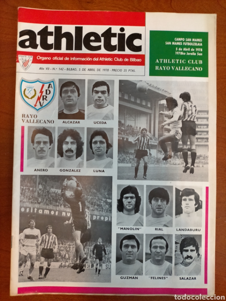 Collectionnisme sportif: N&deg; 142 de la Revista ATHLETIC de 1978. Athletic Club de Bilbao Rayo Vallecano