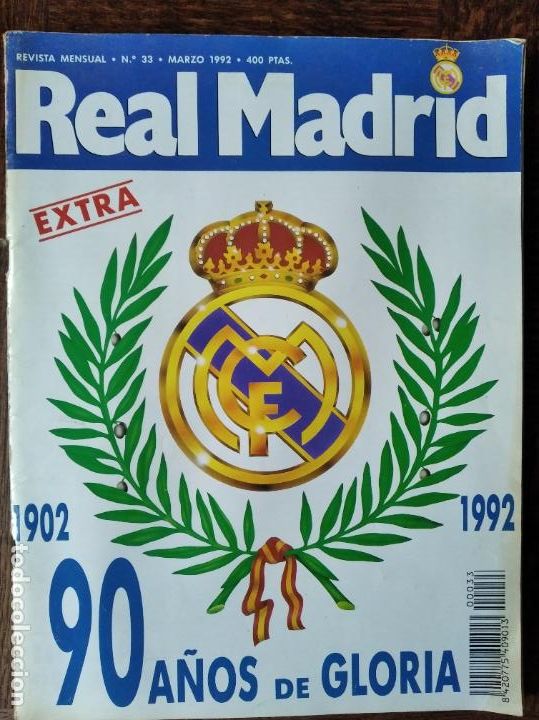 Sports collectibles: REAL MADRID N&ordm; 33 DE 1992- ESPECIAL 90 A&Ntilde;OS DE HISTORIA.