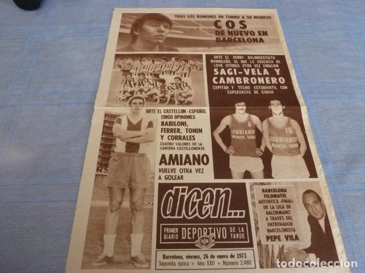 Coleccionismo deportivo: PORTADA DICEN(26-1-73) LAS RESERVAS DEL BAR&Ccedil;A,GARCIA CASTANY,MORA,TEIXIDOR Y PUIG-VI&Ntilde;ETA