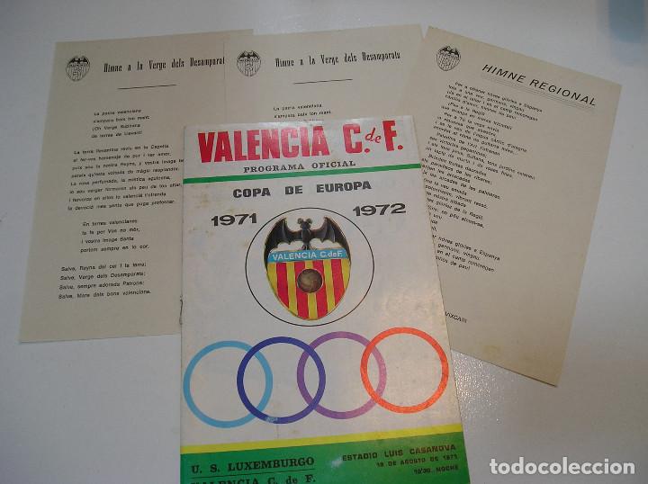 Coleccionismo deportivo: PROGRAMA OFICIAL COPA DE EUROPA 1971 1972 VALENCIA CF US LUXEMBURGO U S 19 AGOSTO - Foto 5 - 304501813