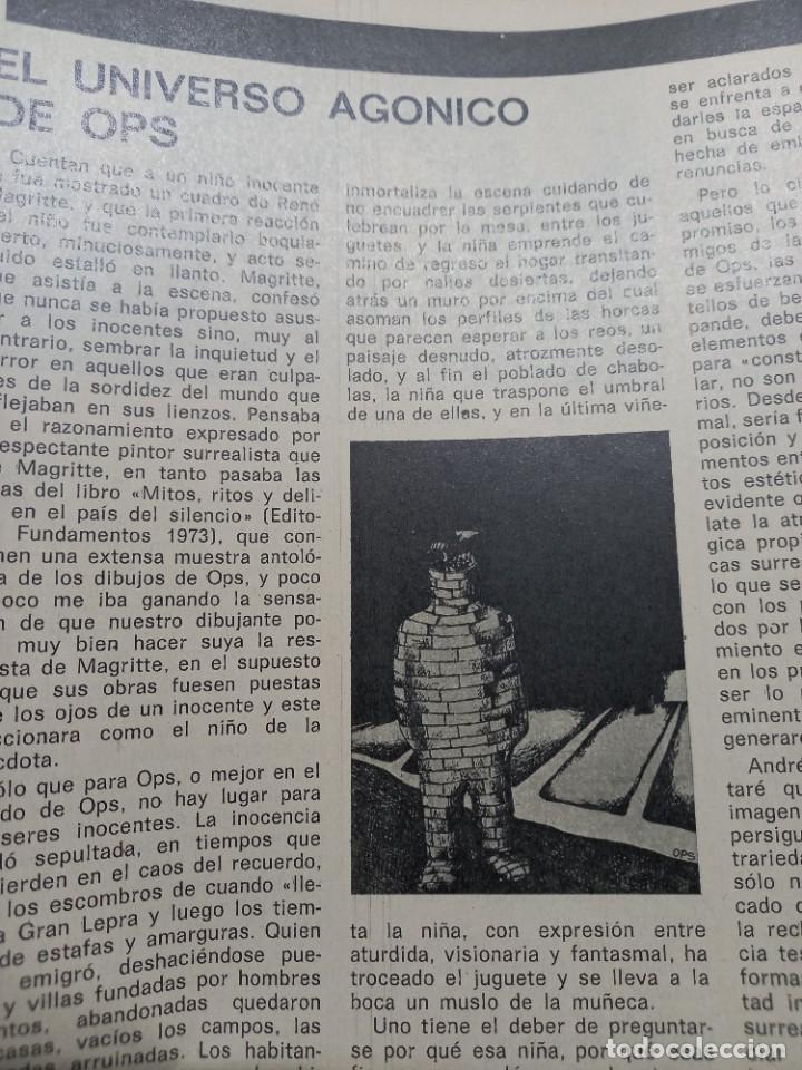 Coleccionismo deportivo: HUMOR GRAFICO. EL UNIVERSO AGONICO DE OPS. RECORTE REVISTA MUNDO, ENERO 1974