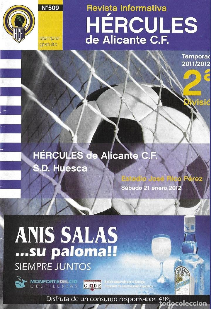 Sports collectibles: REVISTA HERCULES N&ordm;509 H&Eacute;RCULES DE ALICANTE-S.D. HUESCA 21-01-2012