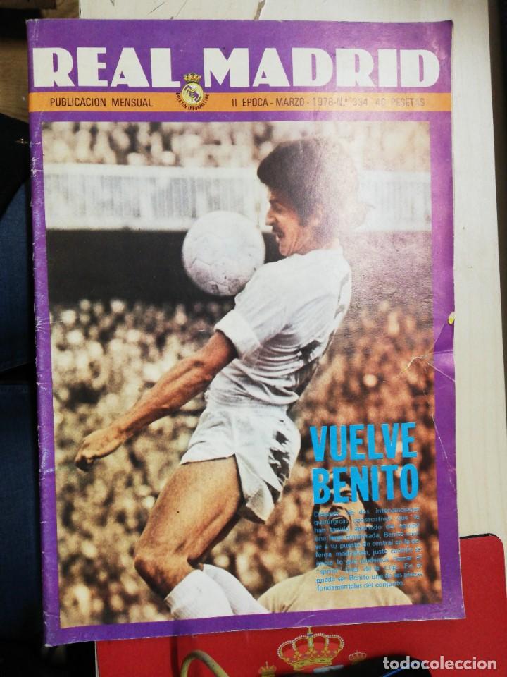 Coleccionismo deportivo: REVISTA OFICIAL REAL MADRID 334 BENITO GUERINI ESPA&Ntilde;OL ATHLETIC BURGOS ISIDRO POSTER CAMACHO 1978