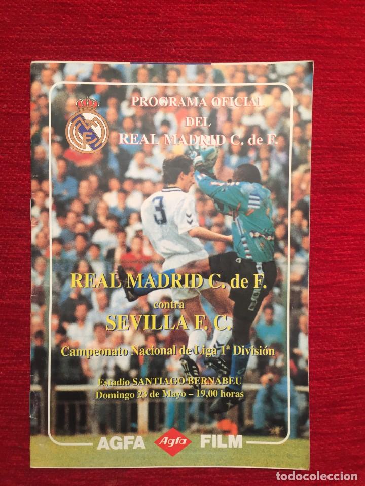 Coleccionismo deportivo: REVISTA PROGRAMA OFICIAL REAL MADRID SEVILLA LIGA TEMPORADA 1992 1993 MARADONA HAT TRICK ZAMORANO