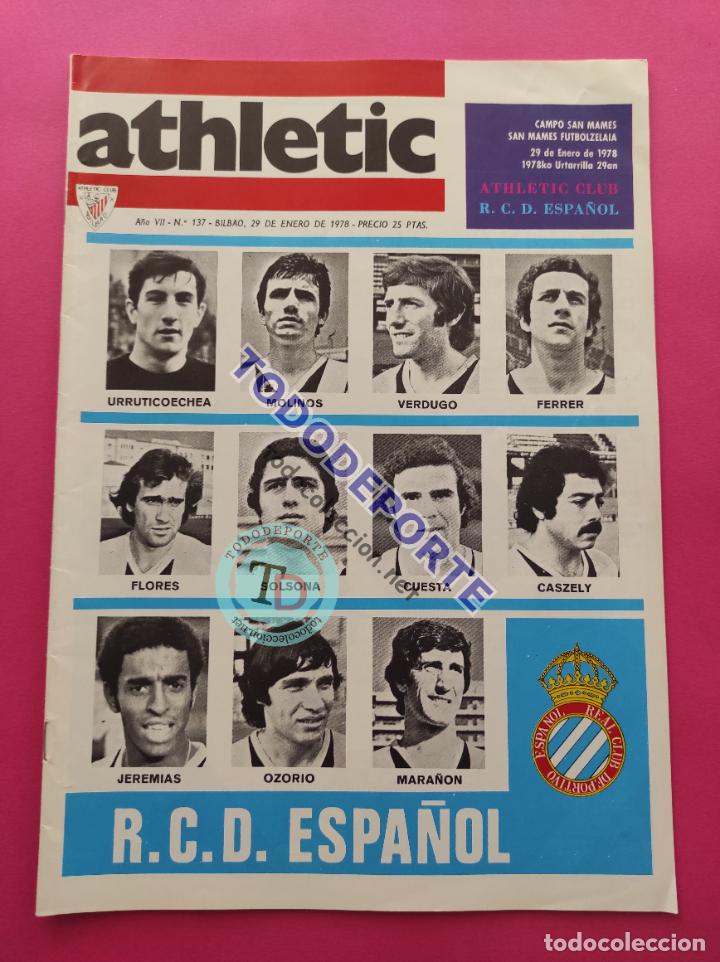 Coleccionismo deportivo: REVISTA OFICIAL ATHLETIC CLUB BILBAO N&ordm; 137 1978 LIGA 77/78 RCD ESPANYOL - HERRERRA - IRURETA
