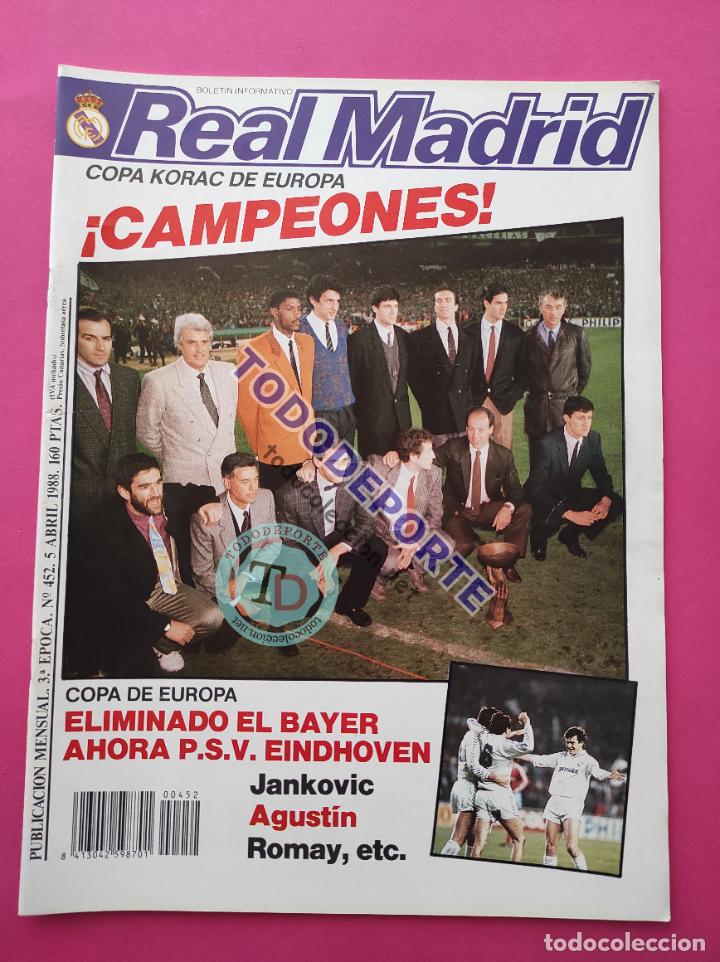 Coleccionismo deportivo: REVISTA OFICIAL REAL MADRID N&ordm; 452 1988 COPA EUROPA PSV BAYERN 87/88-CAMPEON KORAC-JANKOVIC-ROMAY