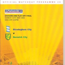 Coleccionismo deportivo: PROGRAMA BIRMINGHAM CITY-NORWICH CITY PLAYOFF FINAL 2002. Lote 334200588