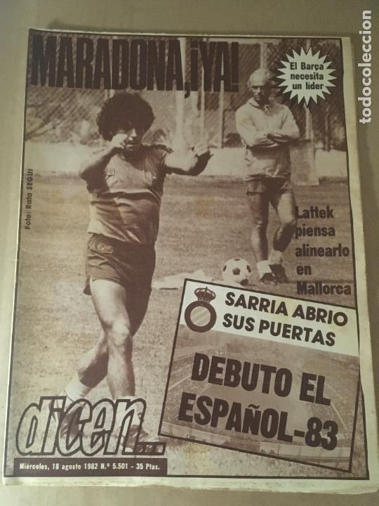 Coleccionismo deportivo: diario dicen n&ordm; 5501 maradona lattek barcelona 18 agosto 1982