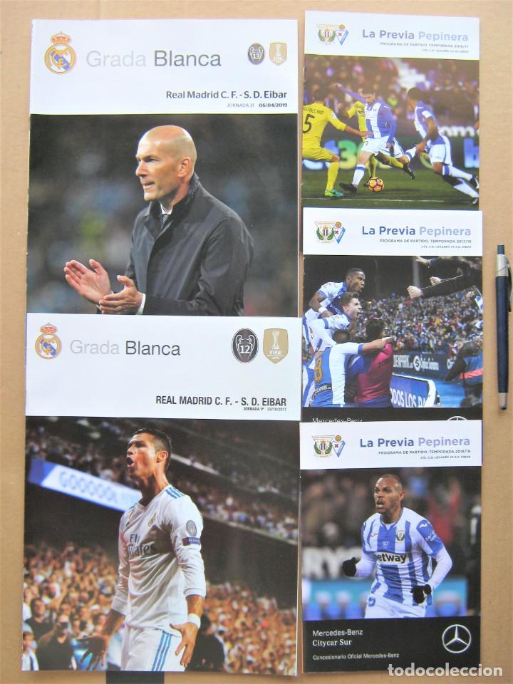 Sports collectibles: LOTE 5 PROGRAMA SD EIBAR GUIPUZCOA Vs REAL MADRID Y CD LEGANES DIFE. REVISTA MAGAZINE L54R
