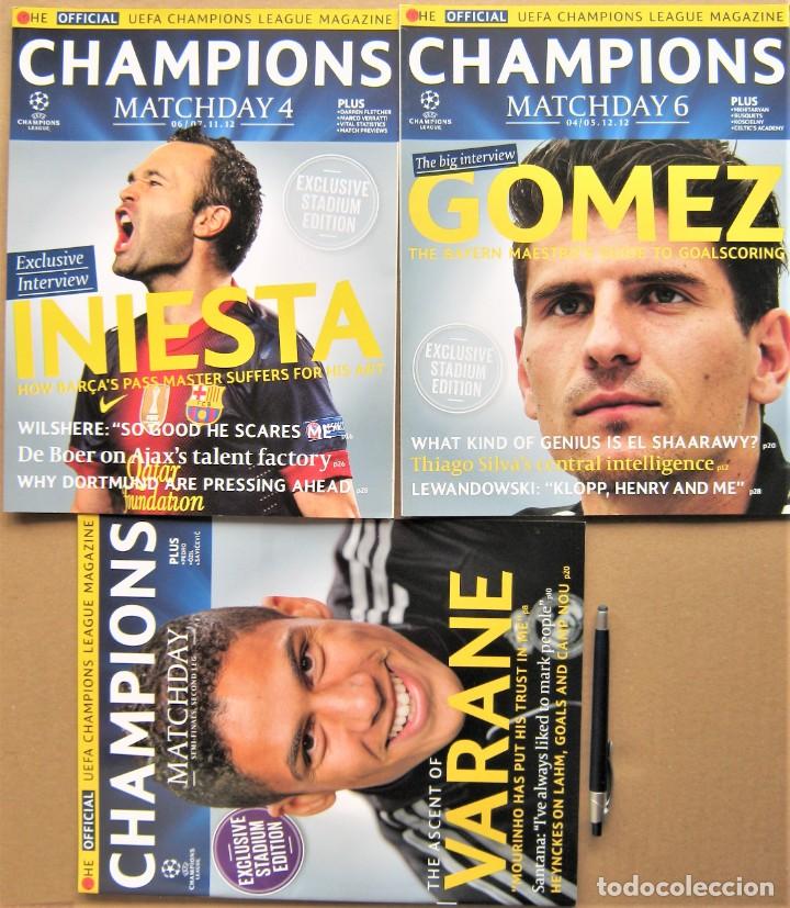 Sports collectibles: LOTE 3 REVISTA MATCHDAY EDITORIAL 2012-13 DIFERENTES CHAMPIONS LEAGUE MAGAZINE PROGRAMMA L102