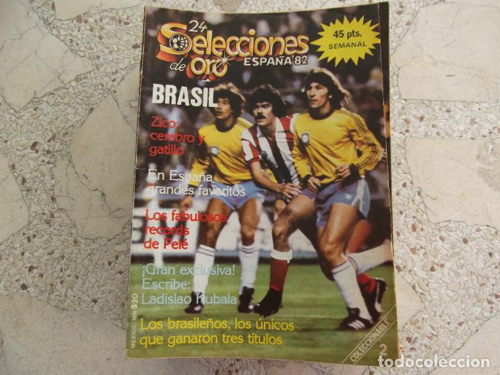 Collectionnisme sportif: 24 selecciones de oro espa&ntilde;a 82, n&ordm; 2, brasil, 72 paginas, 15 x 21, ilustrado