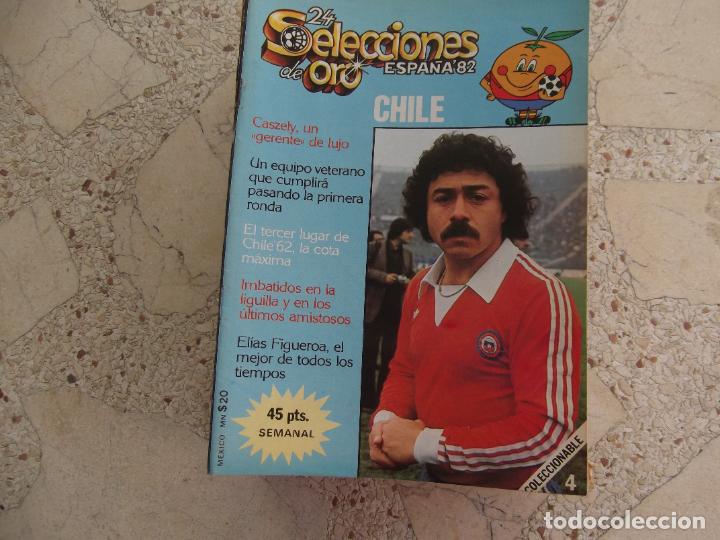 Sports collectibles: 24 selecciones de oro espa&ntilde;a 82, n&ordm; 4, chile, 72 paginas, 15 x 21, ilustrado