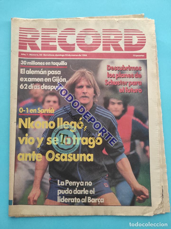 Coleccionismo deportivo: DIARIO RECORD 1986 - SCHUSTER BAR&Ccedil;A VENABLES - RCD ESPANYOL - BASKET