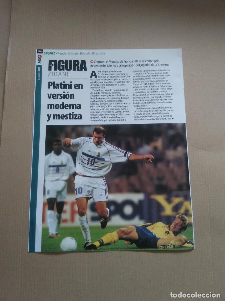 Coleccionismo deportivo: ZINEDINE ZIDANE TIPO POSTER 1 PAG REVISTA MD EUROCOPA 2000 EURO 00 + REPORTAJE FRANCIA TREZEGUET
