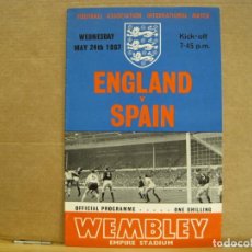 Coleccionismo deportivo: INGLATERRA VS ESPAÑA-FUTBOL-ENGLAND V SPAIN-PROGRAMA 24 MAYO 1965-VER FOTOS-(K-7564). Lote 367490059
