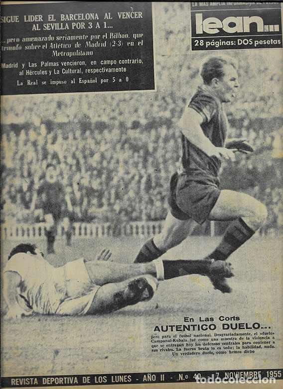 Coleccionismo deportivo: Lean... Revista Deportiva de los lunes . A&ntilde;o II - N&ordm; 40 07-11-1955
