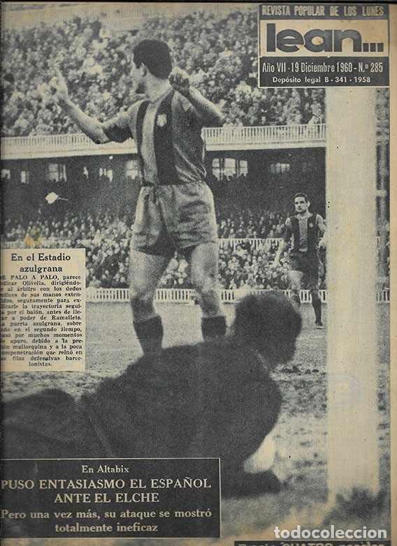 Coleccionismo deportivo: Lean... Revista Deportiva de los lunes . A&ntilde;o VII - N&ordm; 285 19-12-1960